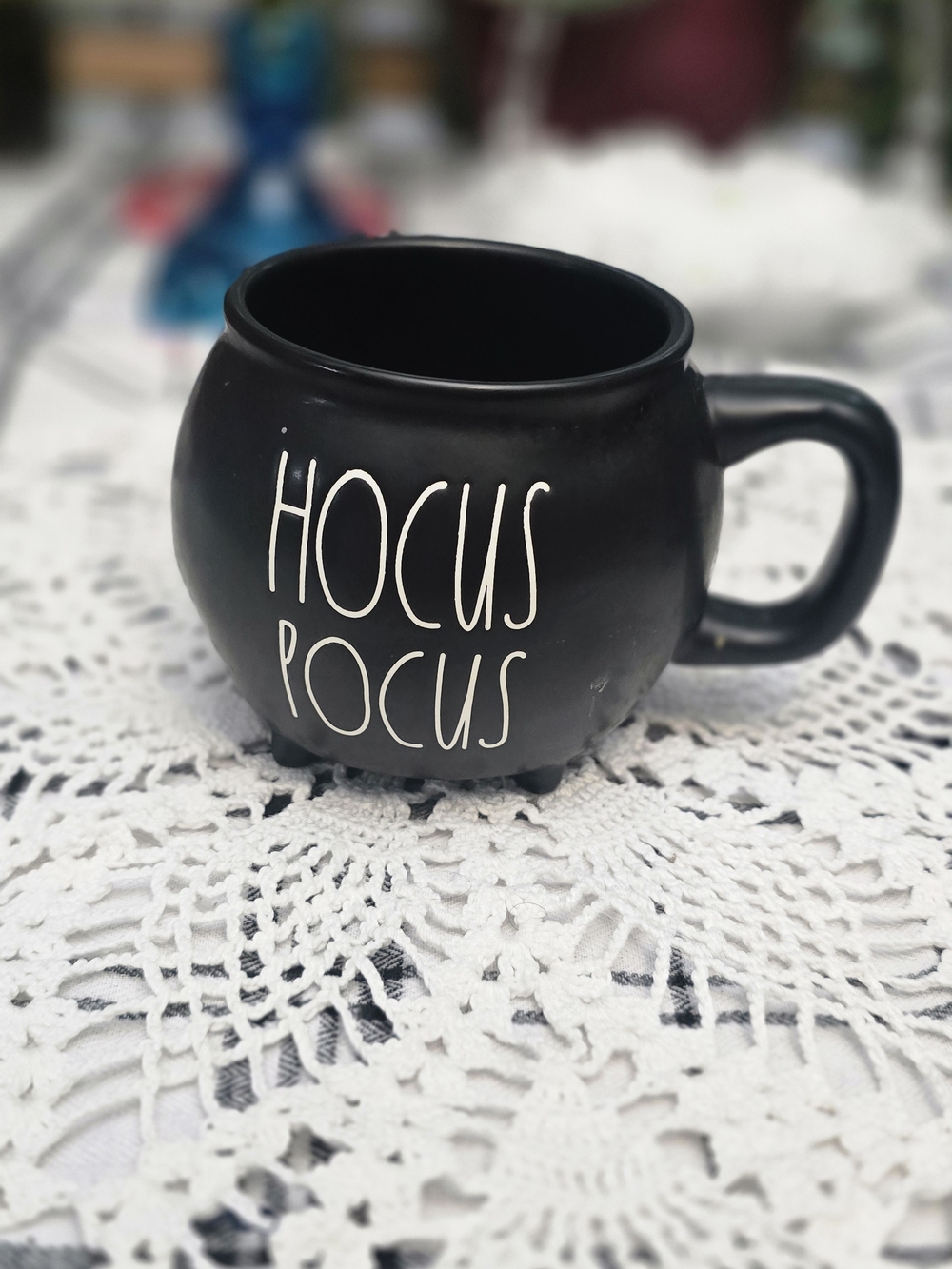 Rae Dunn Black 'Hocus Pocus' Ceramic Mug - Halloween Cauldron Style